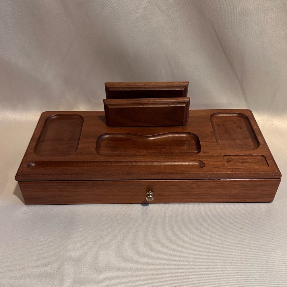 i tage Walnut Dresser Valet Desktop Organizer Tray - 12.5 x 5.75 x 2